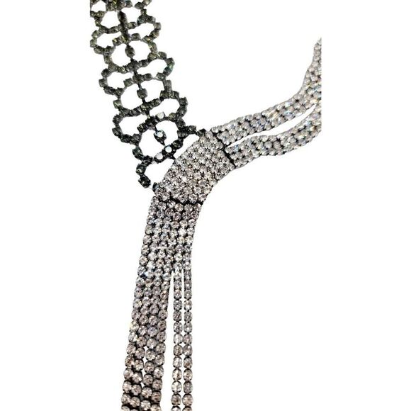 NWT Vintage Inspired Free People 6 strand Long Rhinestones Statement Necklace - Picture 5 of 10